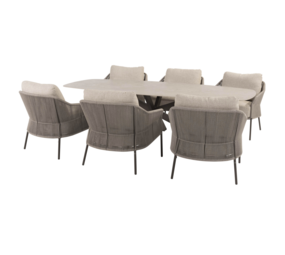 4 Seasons Outdoor Nevada Florence low dining tuinset 250x105xH69 cm 7 delig keramiek terre Taste 4SO