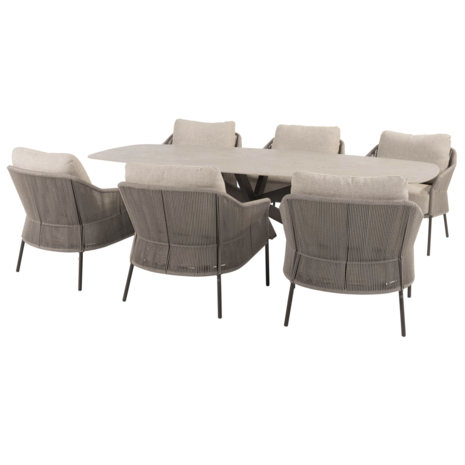 4 Seasons Outdoor Nevada Florence low dining tuinset 250x105xH69 cm 7 delig keramiek terre Taste 4SO