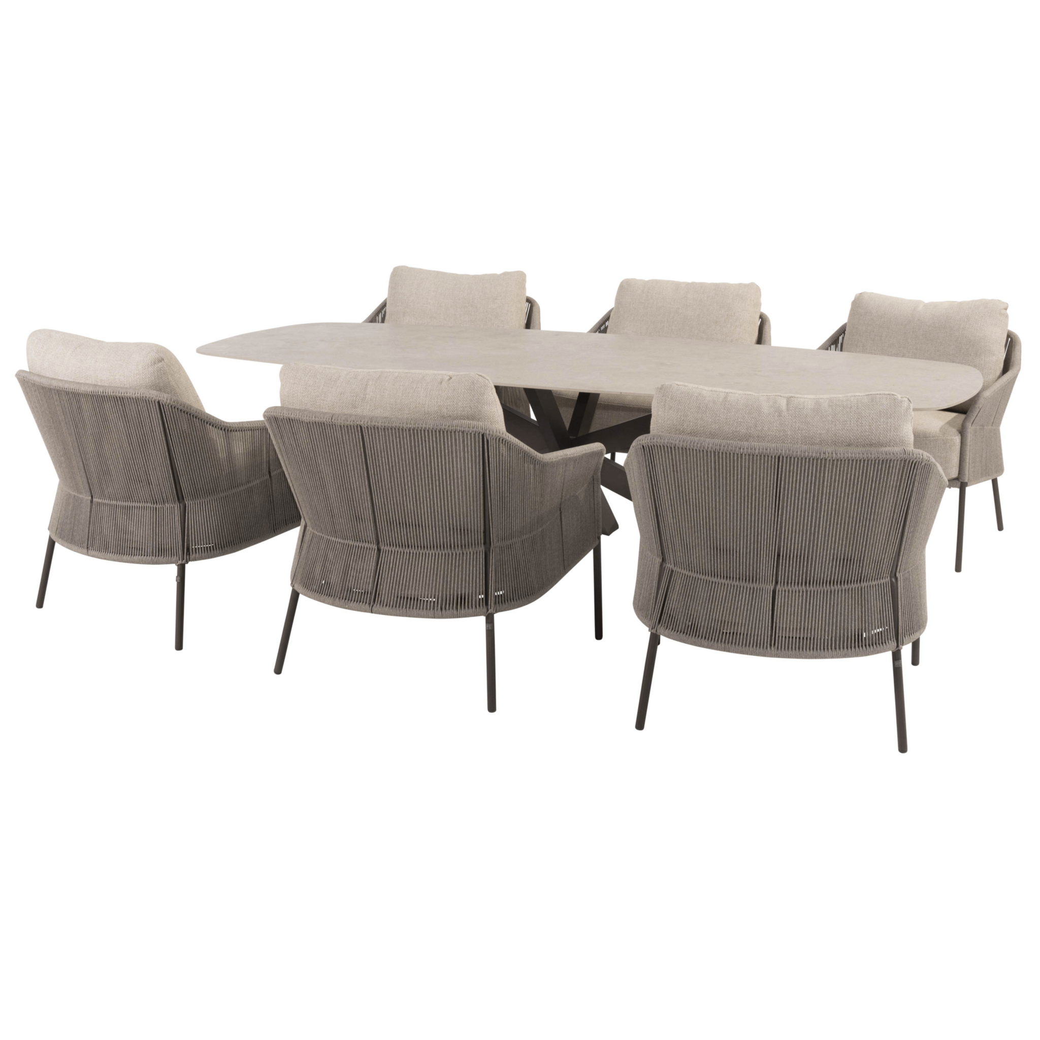 4 Seasons Outdoor Nevada Florence low dining tuinset 250x105xH69 cm 7 delig keramiek terre Taste 4SO
