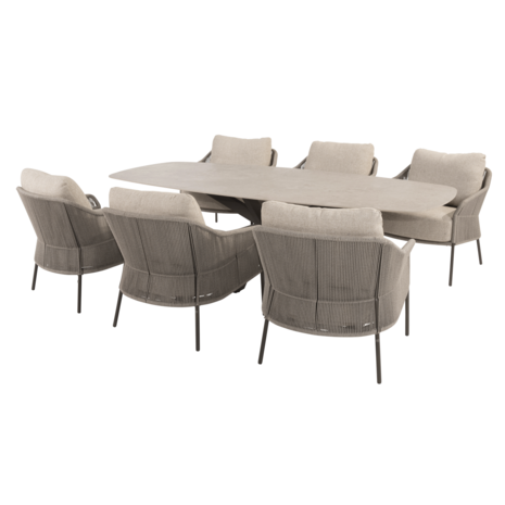 4 Seasons Outdoor Nevada Florence low dining tuinset 250x105xH69 cm 7 delig keramiek terre Taste 4SO