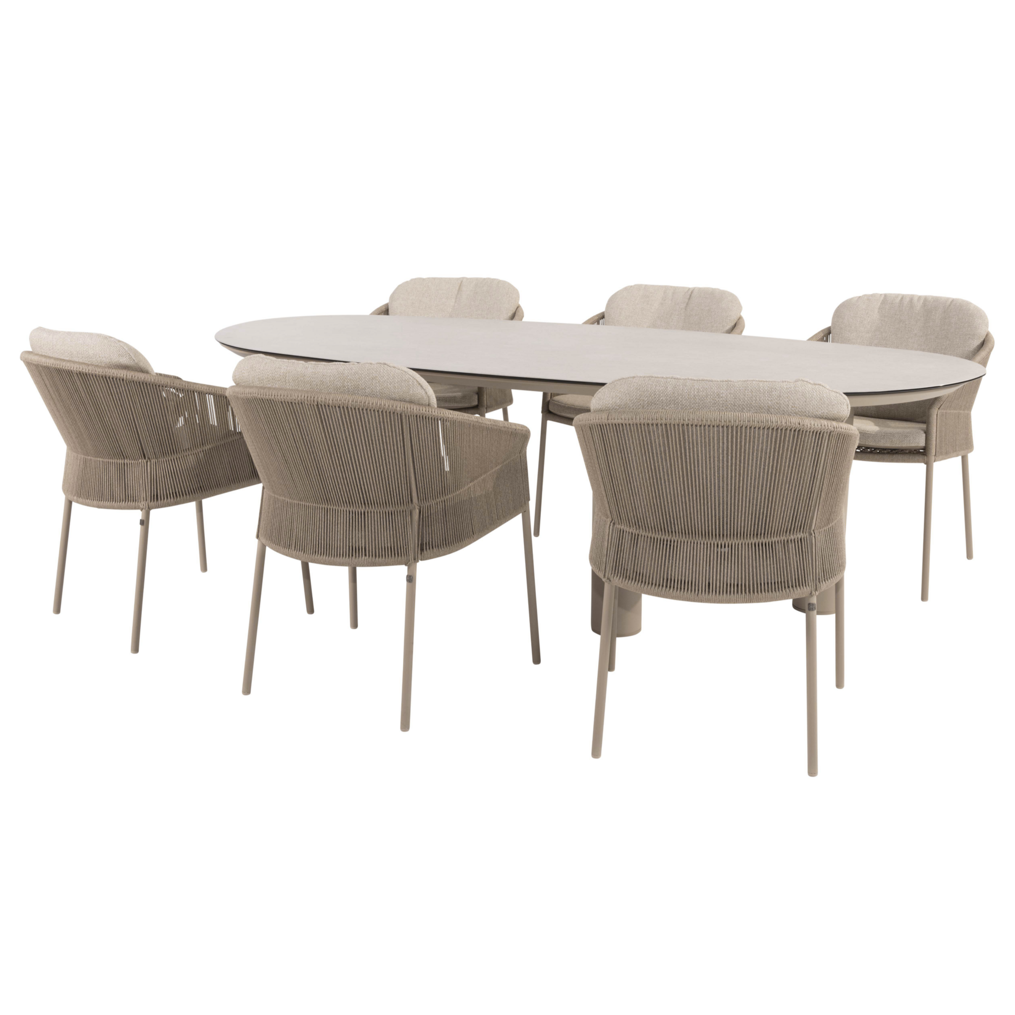 4 Seasons Outdoor Denia Florence dining tuinset 240x105xH75 cm 7 delig keramiek latte Taste 4SO