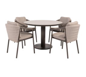 4 Seasons Outdoor Sarah Barolo dining tuinset 120 cm rond 5 delig keramiek terre Taste 4SO