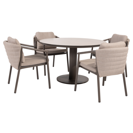 4 Seasons Outdoor Sarah Barolo dining tuinset 120 cm rond 5 delig keramiek terre Taste 4SO