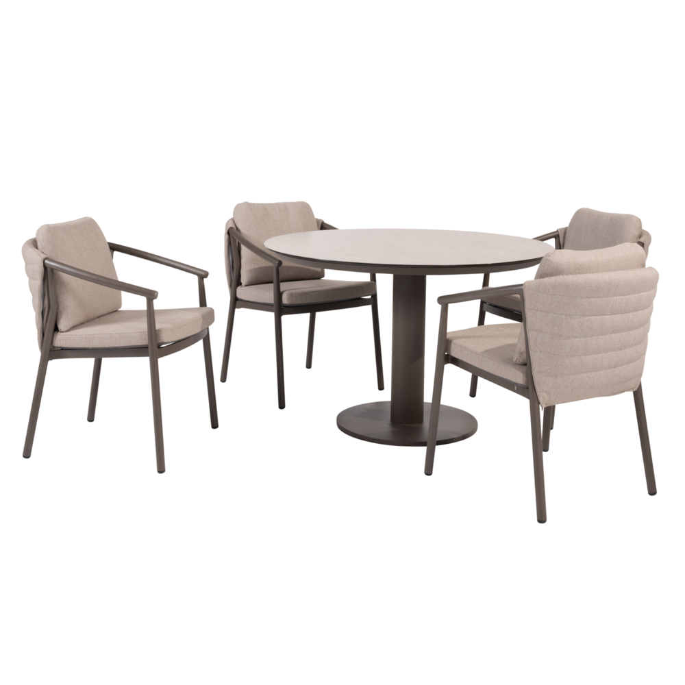 4 Seasons Outdoor Sarah Barolo dining tuinset 120 cm rond 5 delig keramiek terre Taste 4SO