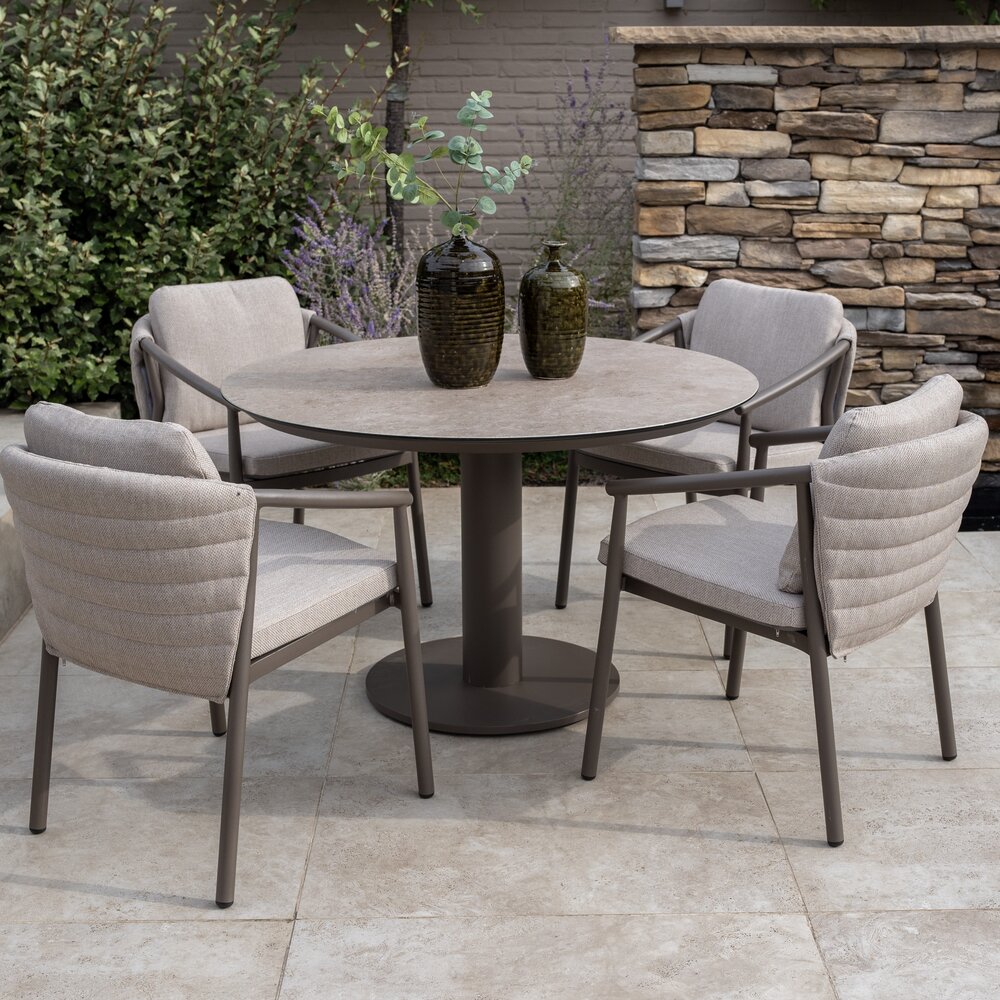 4 Seasons Outdoor Sarah Barolo dining tuinset 120 cm rond 5 delig keramiek terre Taste 4SO