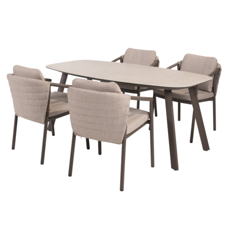 4 Seasons Outdoor Manolo Barolo dining tuinset 180x95xH75 cm 5 delig keramiek terre Taste 4SO
