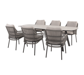 4 Seasons Outdoor Manolo Alicante dining tuinset 240x103xH75 cm 7 delig antraciet Taste 4SO