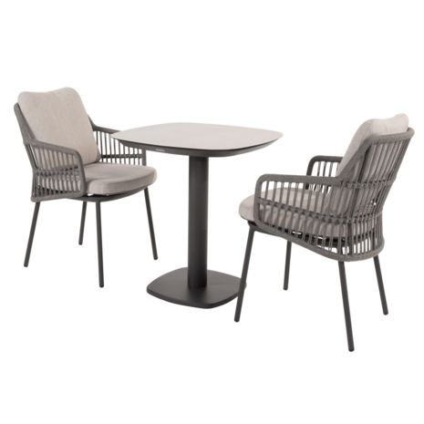 4 Seasons Outdoor Manolo Alicante bistro dining tuinset 75x75x75 cm 3 delig antraciet Taste 4SO