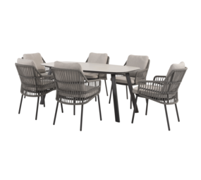 4 Seasons Outdoor Manolo Alicante dining tuinset 180x95xH75 cm 7 delig antraciet Taste 4SO