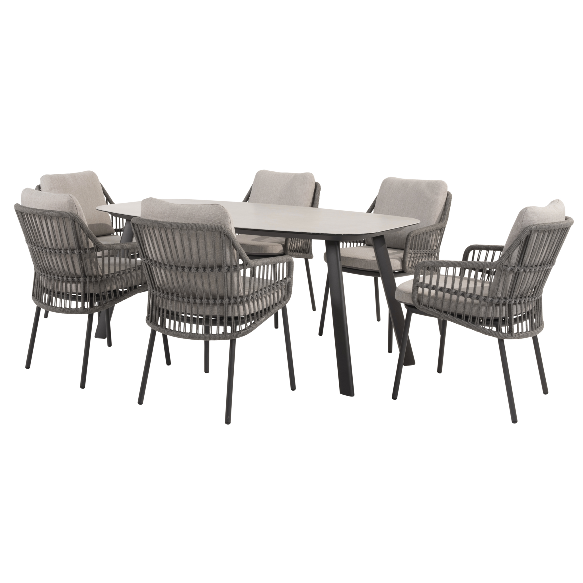 4 Seasons Outdoor Manolo Alicante dining tuinset 180x95xH75 cm 7 delig antraciet Taste 4SO