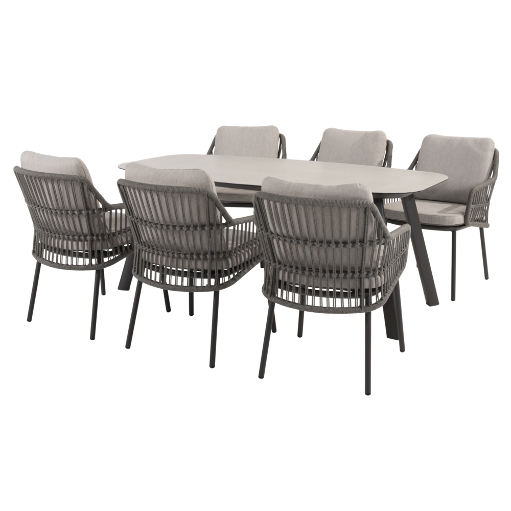 4 Seasons Outdoor Manolo Alicante dining tuinset 180x95xH75 cm 7 delig antraciet Taste 4SO