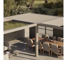SUNS SUNS Luxe Gazebo verlenging manuele shutters camel sand SUNS SUNS Luxe Gazebo verlenging manuele shutters camel sand