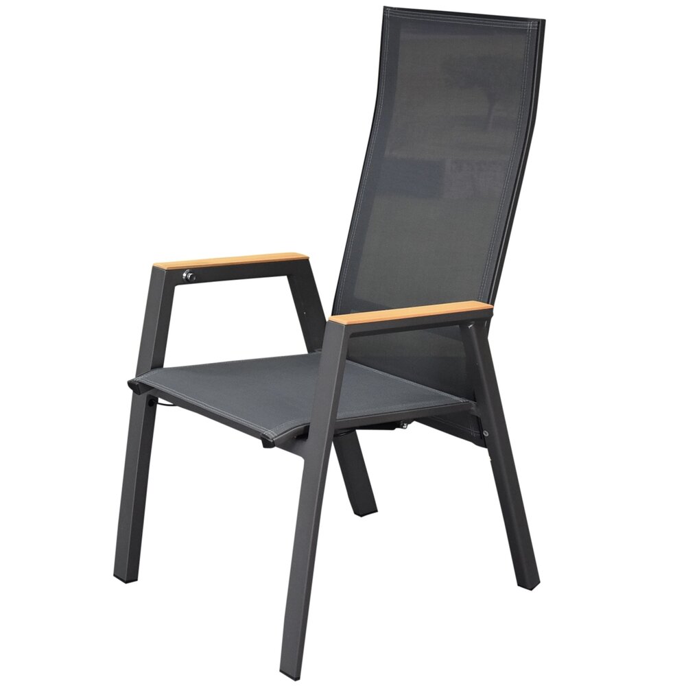 AVH-Collectie Showroommodel Nancy dining tuinstoel aluminium teak antraciet ( set van 4)