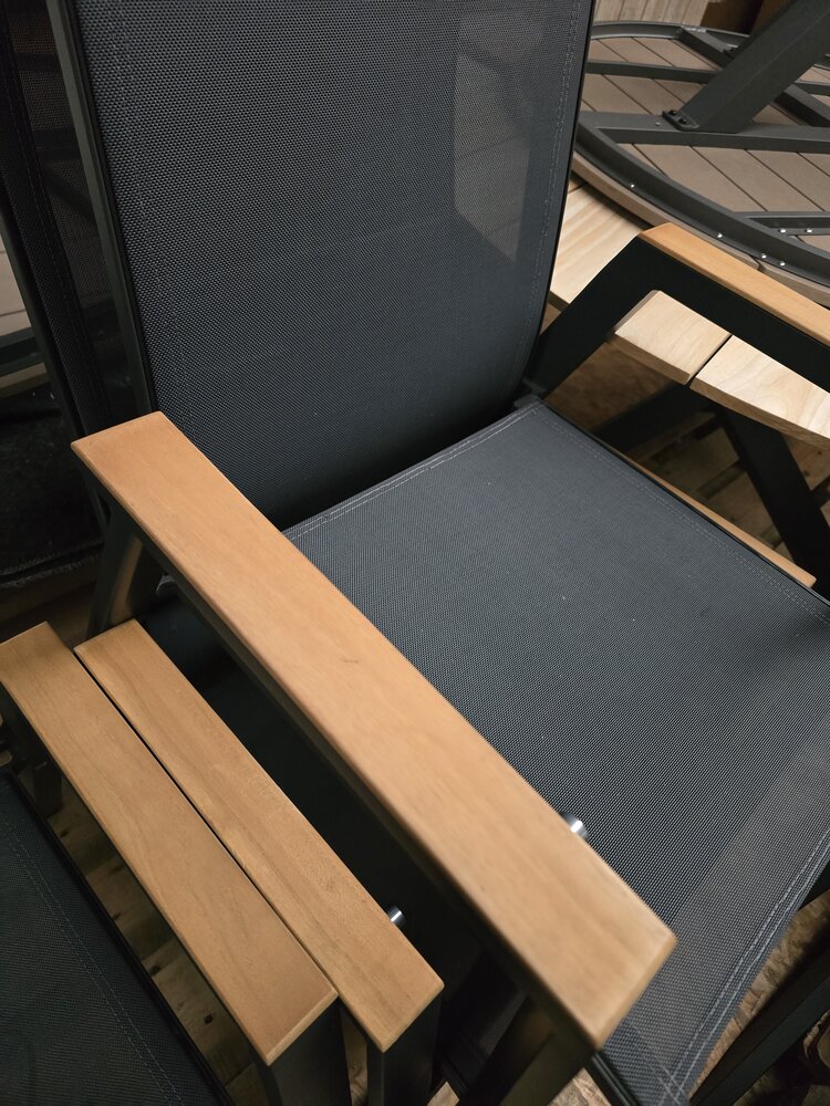 AVH-Collectie Showroommodel Nancy dining tuinstoel aluminium teak antraciet ( set van 4)