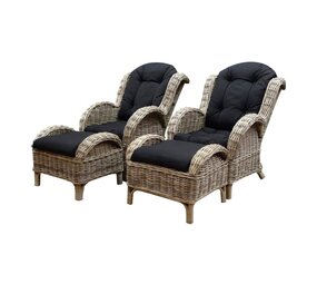 AVH-Collectie Showroommodel Naturel relax lounge balkonset 4-delig naturel rotan zwart AVH-Collectie Showroommodel Naturel relax lounge balkonset 4-delig naturel rotan zwart