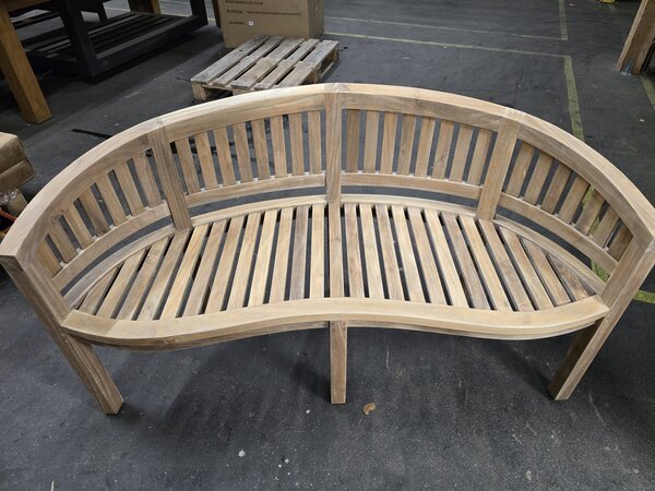AVH-Collectie Showroommodel Bananen tuinbank 150 cm rechte rugleuning teak