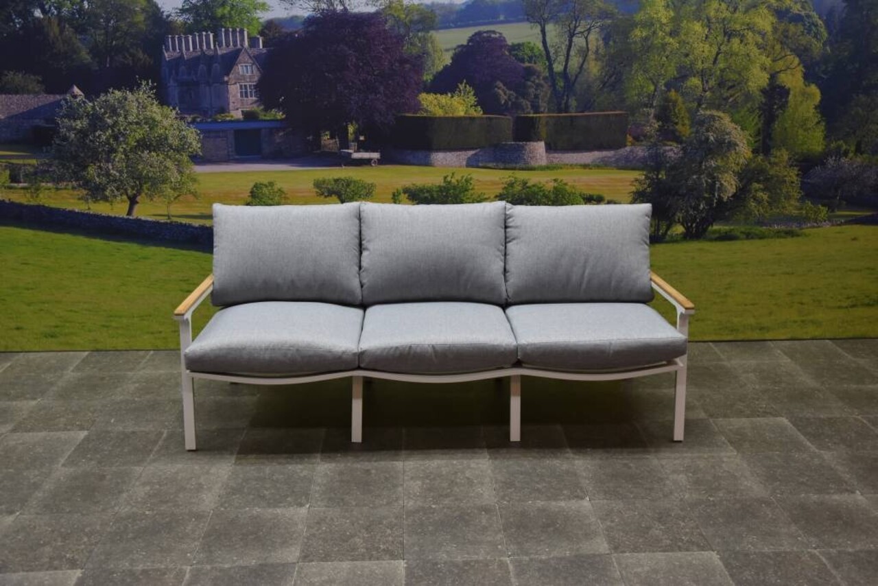 AVH-Collectie Showroommodel Porto stoel-bank loungeset 2-delig wit aluminium teak