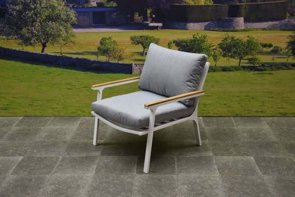 AVH-Collectie Showroommodel Porto stoel-bank loungeset 2-delig wit aluminium teak