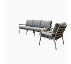 AVH-Collectie Showroommodel Porto stoel-bank loungeset 2-delig wit aluminium teak