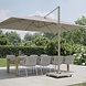 Platinum Challenger T1 premium parasol 400x300 cm teak champagne met zandkleur 120 KG voet en hoes
