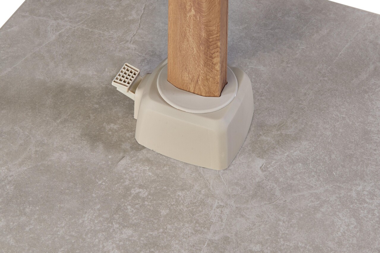 Platinum Challenger T1 premium parasol 400x300 cm teak champagne met zandkleur 120 KG voet en hoes