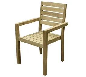 AVH-Collectie Showroommodel Montana dining tuinstoel teak met brede latten ( set van 7 stuks)