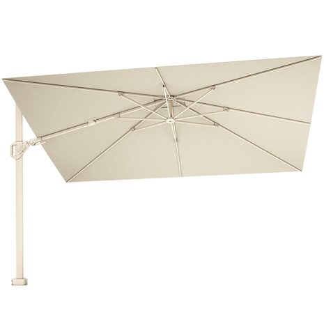 Platinum Challenger T2 premium zweefparasol 260x350 cm sandstone champagne met zandkleur 90kg voet en hoes