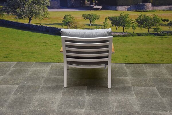 AVH-Collectie Showroommodel Porto stoel-bank loungeset 3-delig wit aluminium teak