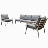 AVH-Collectie Showroommodel Porto stoel-bank loungeset 3-delig wit aluminium teak