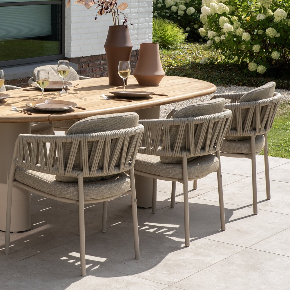 4 Seasons Outdoor Denia Calma dining tuinset 240x105xH75 cm 7 delig keramiek latte Taste 4SO