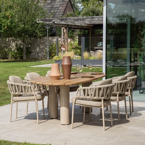 4 Seasons Outdoor Denia Calma dining tuinset 240x105xH75 cm 7 delig keramiek latte Taste 4SO