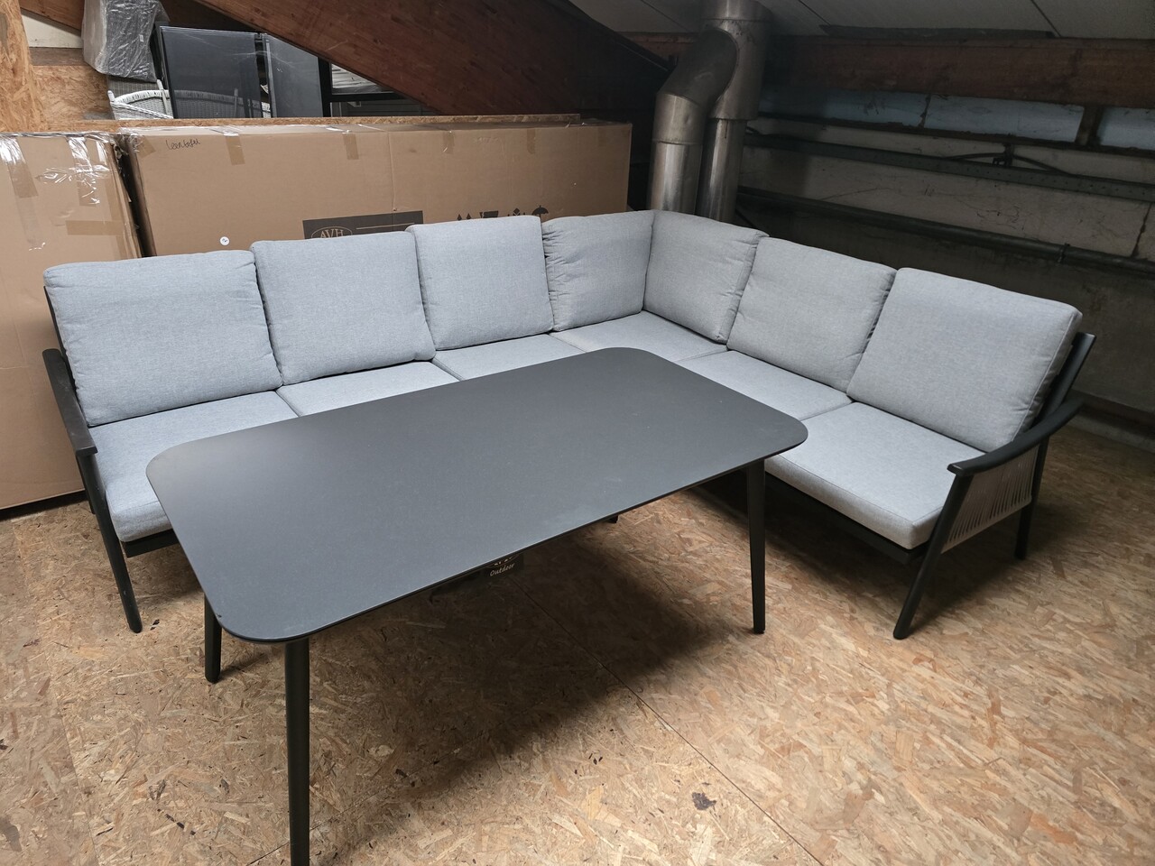 AVH-Collectie Showroommodel Capetown dining hoek loungeset 4 delig antraciet