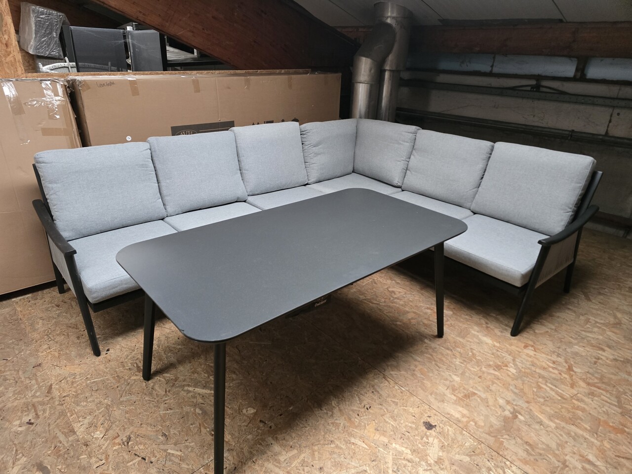 AVH-Collectie Showroommodel Capetown dining hoek loungeset 4 delig antraciet