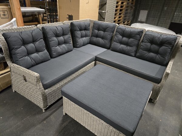 AVH-Collectie Showroommodel Ibiza dining hoek loungeset 4 delig verstelbaar grijs