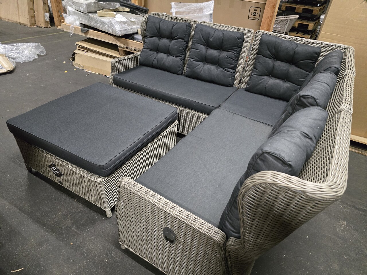 AVH-Collectie Showroommodel Ibiza dining hoek loungeset 4 delig verstelbaar grijs