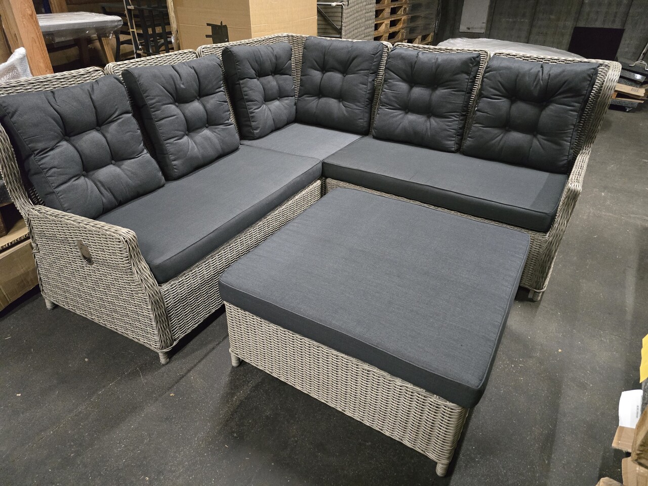 AVH-Collectie Showroommodel Ibiza dining hoek loungeset 4 delig verstelbaar grijs