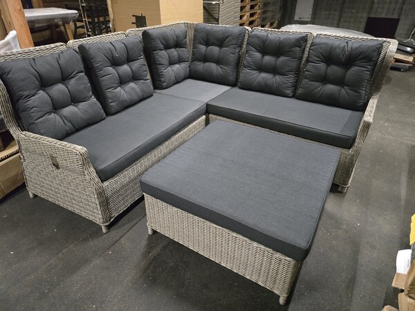 AVH-Collectie Showroommodel Ibiza dining hoek loungeset 4 delig verstelbaar grijs