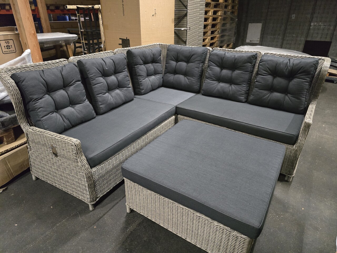 AVH-Collectie Showroommodel Ibiza dining hoek loungeset 4 delig verstelbaar grijs