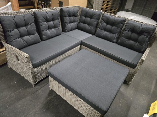 AVH-Collectie Showroommodel Ibiza dining hoek loungeset 4 delig verstelbaar grijs