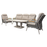 AVH-Collectie Monza stoel bank dining loungeset 5 delig verstelbaar latte rope