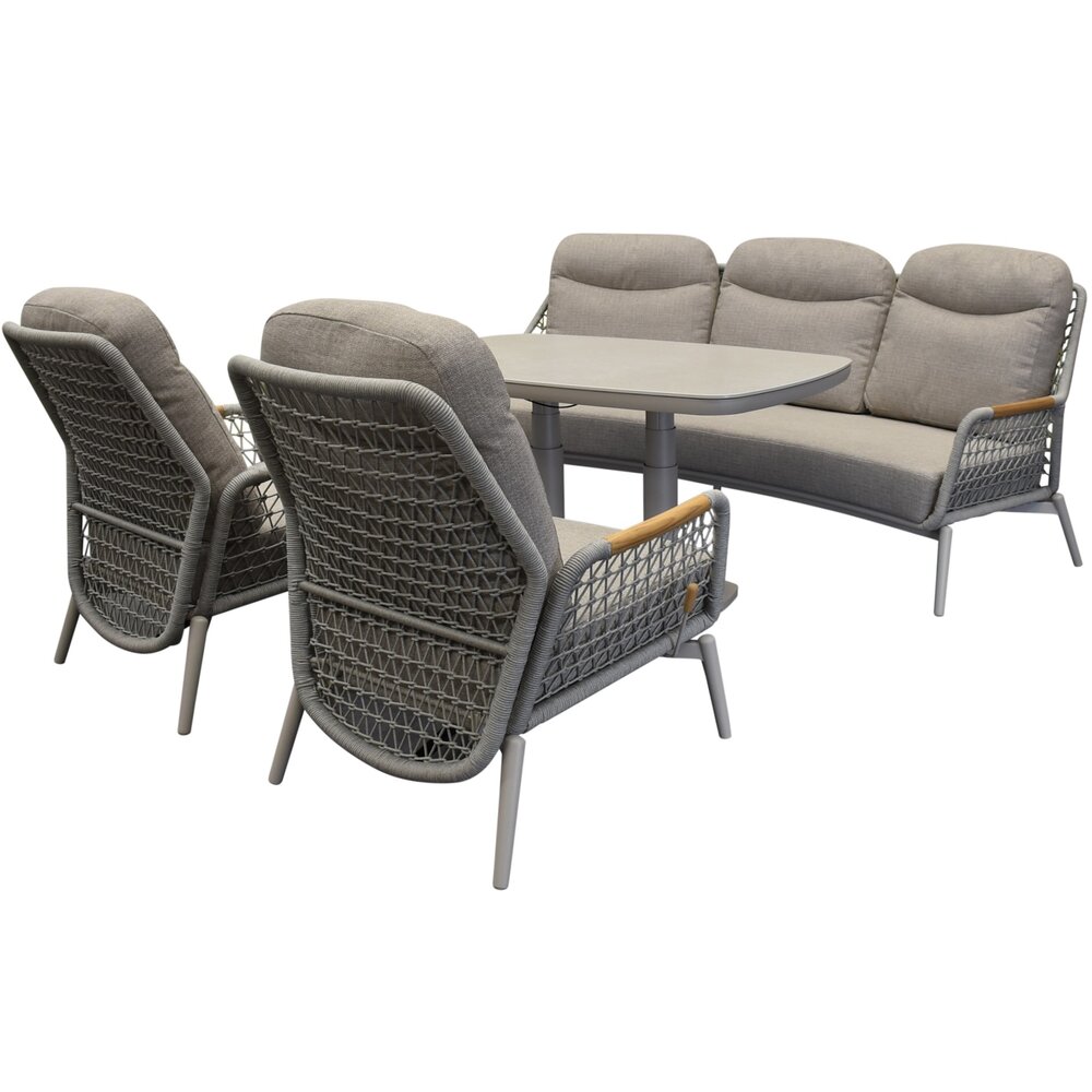 AVH-Collectie Monza stoel bank dining loungeset 5 delig verstelbaar latte rope