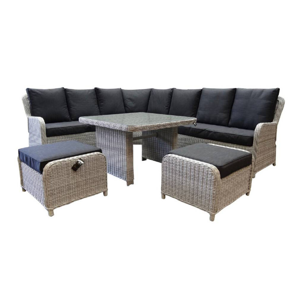 AVH-Collectie Showroommodel Bilbao hoek dining loungeset 7-delig wit grijs