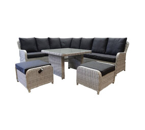 AVH-Collectie Showroommodel Bilbao hoek dining loungeset 7-delig wit grijs AVH-Collectie Showroommodel Bilbao hoek dining loungeset 7-delig wit grijs