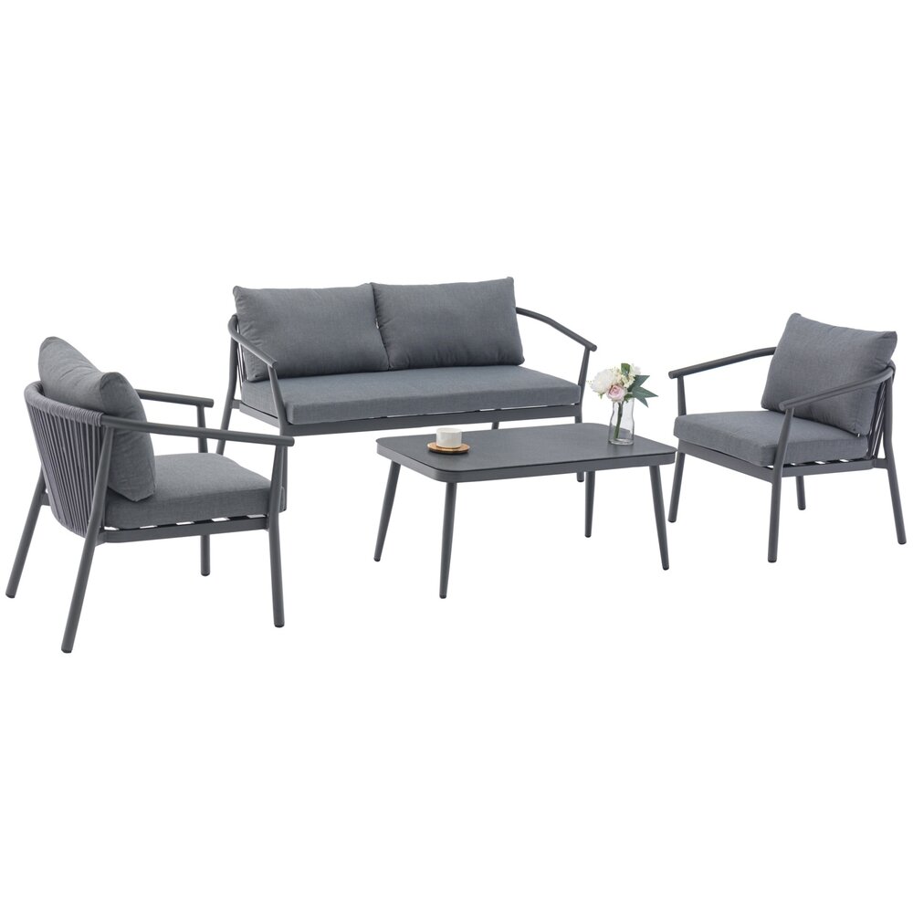 AVH-Collectie Showroommodel Malta stoel bank loungeset 4 delig aluminium rope AVH-Collectie Showroommodel Malta stoel bank loungeset 4 delig aluminium rope