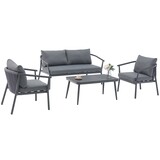 AVH-Collectie Showroommodel Malta stoel bank loungeset 4 delig aluminium rope AVH-Collectie Showroommodel Malta stoel bank loungeset 4 delig aluminium rope