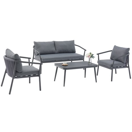 AVH-Collectie Showroommodel Malta stoel bank loungeset 4 delig aluminium rope AVH-Collectie Showroommodel Malta stoel bank loungeset 4 delig aluminium rope