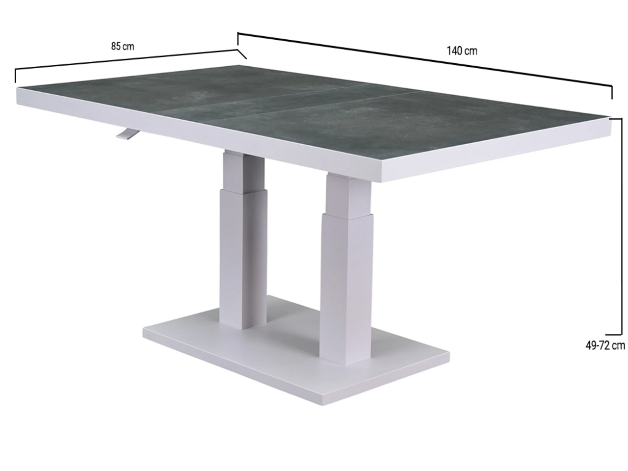 AVH-Collectie Showroommodel Pacific lounge-diningtafel 140x85xH49-72 cm in hoogte verstelbaar aluminium wit