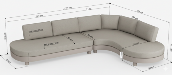 AVH-Collectie Costa Azzura organische hoek loungeset 2 delig aluminium latte zand