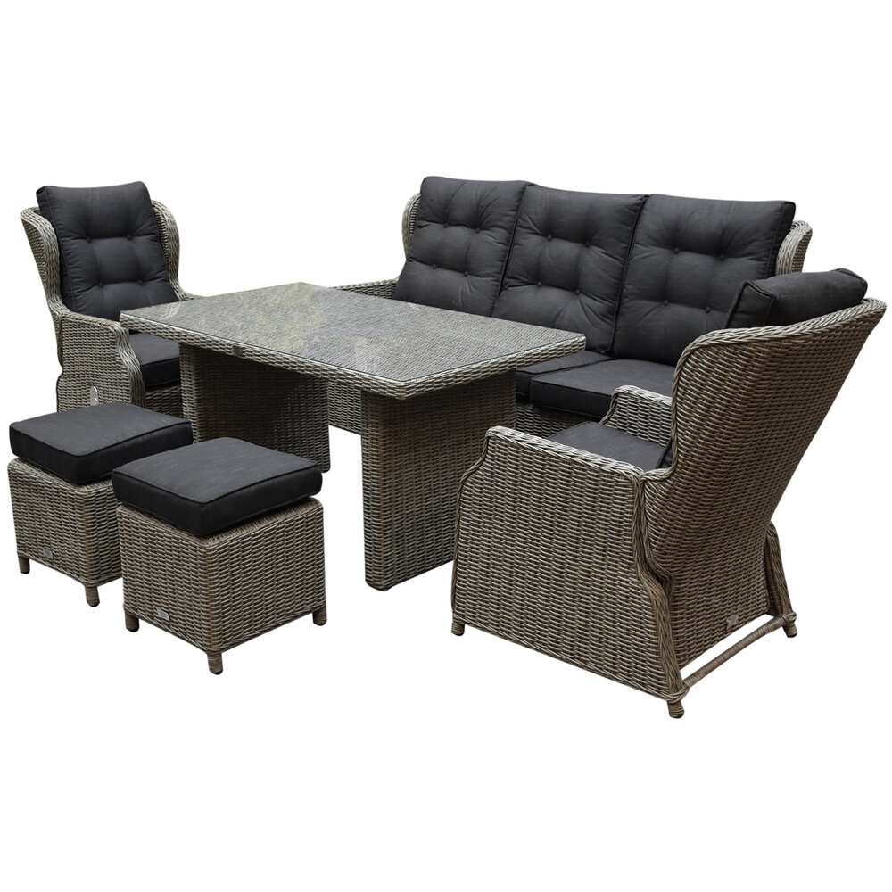 AVH-Collectie Showroommodel Ibiza XL stoel-bank loungeset 6-delig verstelbaar grijs