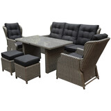 AVH-Collectie Showroommodel Ibiza XL stoel-bank loungeset 6-delig verstelbaar grijs